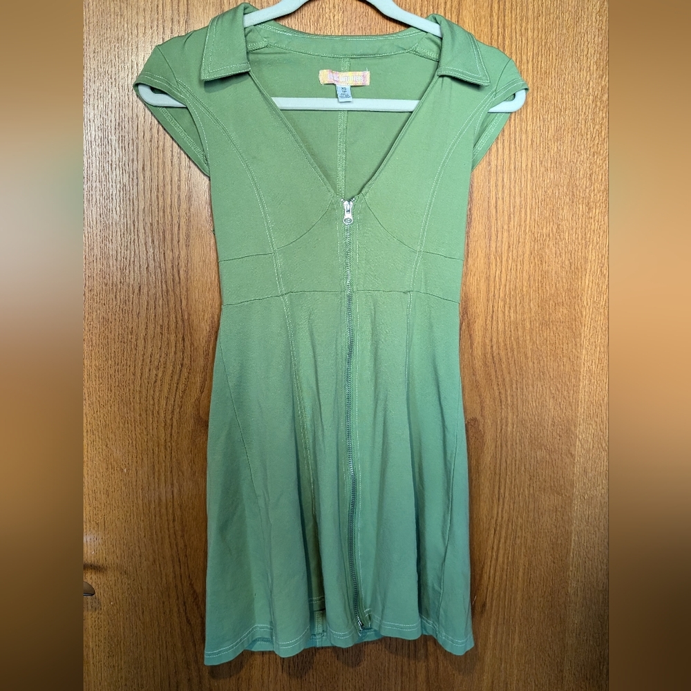 Urban Outfitters Green Zip-Up Mini Dress